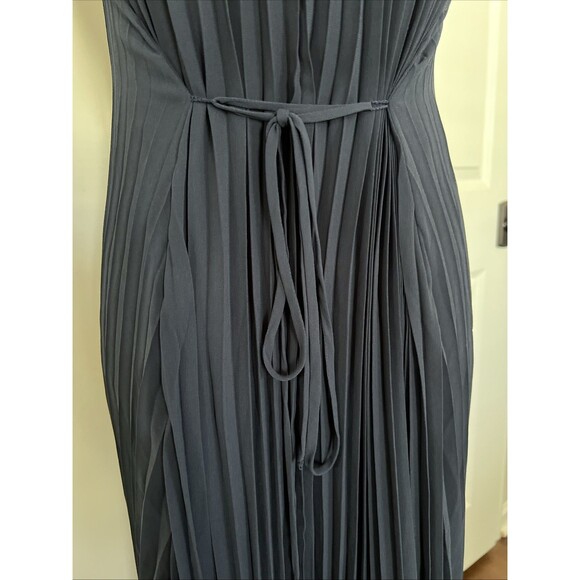 NWT Banana Republic Pleated Sleeveless Midi Dress Navy Mock Neck Small Petite - Picture 7 of 9